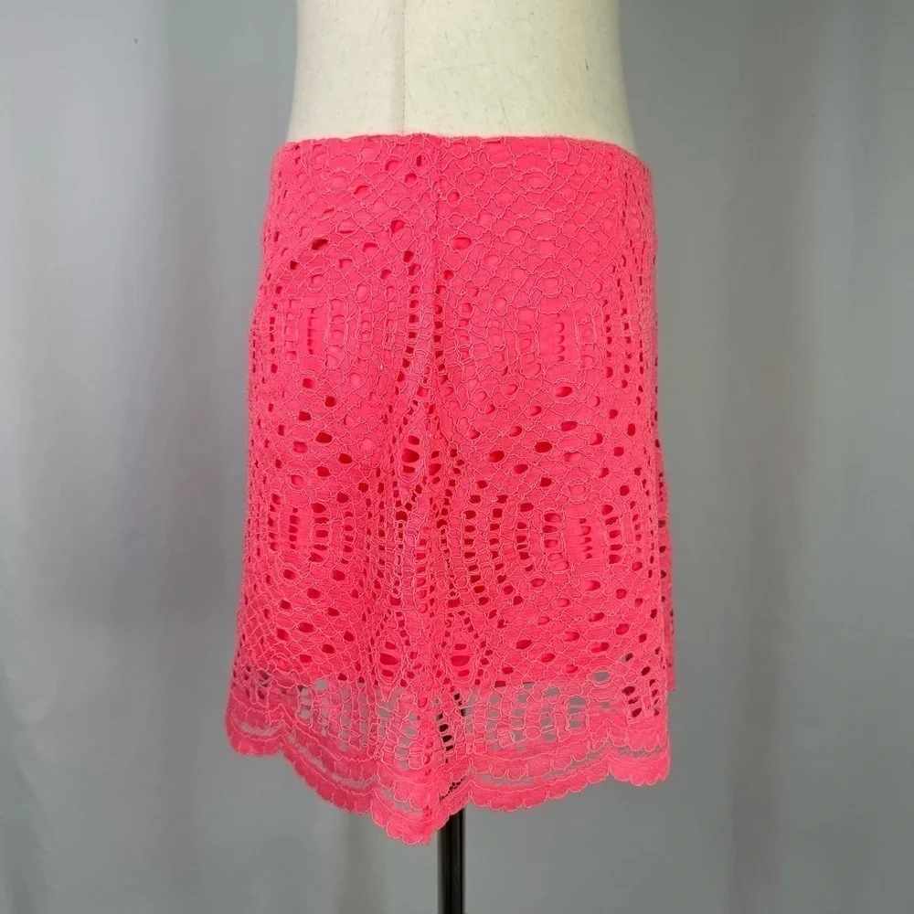Lilly Pulitzer Lace Alice Skort hot pink mini skirt with attached satin shorts 4